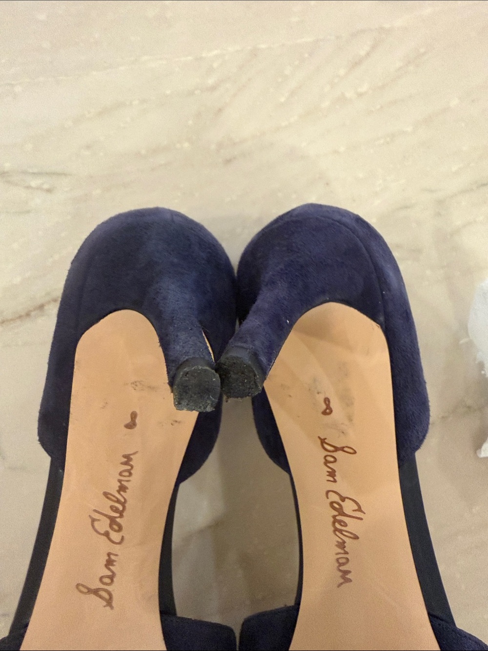 Sam Edelman Navy Suede D'Orsay Pointed Toe Pump - Picture 5 of 7